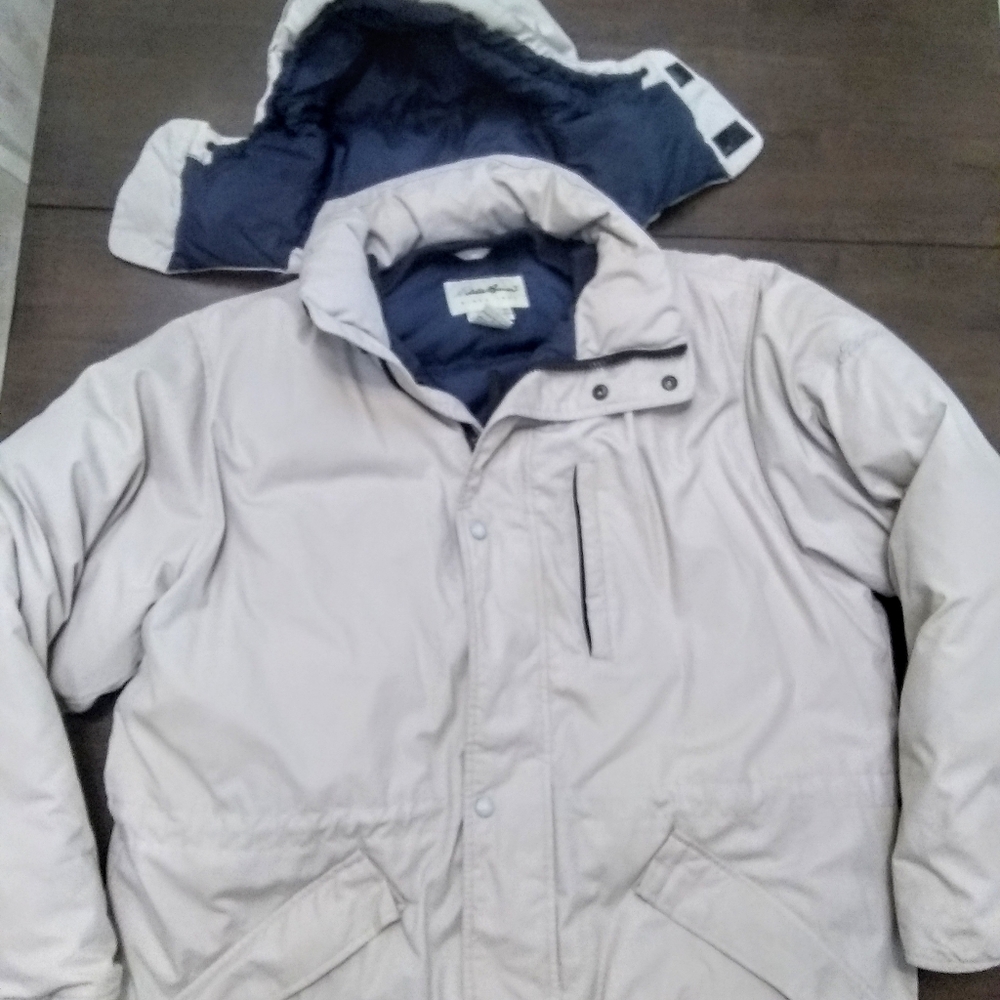 Eddie Bauer Goosedown coat cream color size Large